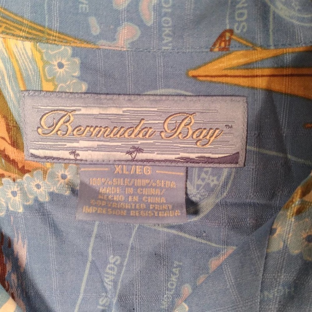 Bermuda Bay Silk Sailboat Beach Button Shirt XL - Picture 3 of 11
